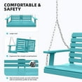 thumbnail image 4 of LOYALICE 2 Person Outdoor HDPE Hanging Porch Swing Bench Chair with Cup Holder, Turquoise, 4 of 8