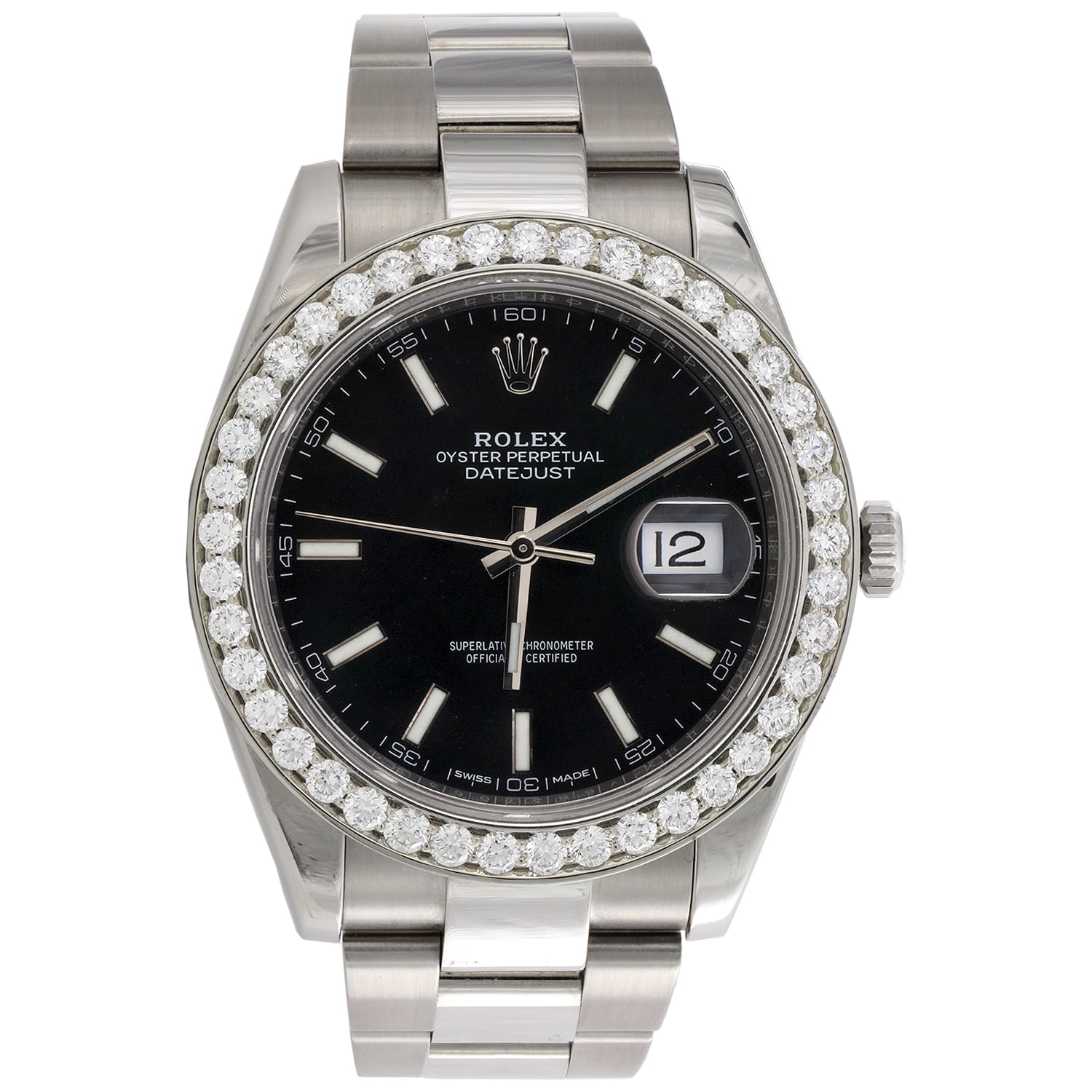 Rolex - Mens Rolex DateJust 41 Daimond Watch Ref. # 126300 Black Stick ...