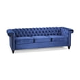 thumbnail image 5 of GDF Studio Anders Tufted Chesterfield Velvet 3 Seater Sofa, Midnight Blue and Dark Brown, 5 of 11