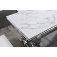 thumbnail image 3 of Ssline Rectangular Marble Printing Dining Table, Double U-Shape Stainless Steel Base with Sliver Mirrored Finish, 3 of 6
