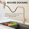 thumbnail image 3 of Izzovium Brushed Gold Kitchen Faucet with Pull Down Sprayer, Single Handle 360° Rotating Waterfall Faucet, 3.7L/min Flow, 11.81" Spout Height, Desktop Installation, 3 of 8