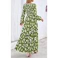 thumbnail image 5 of PRETTYGARDEN Women's Fall Dresses Long Sleeve Flowy Casual Floral Maxi Dress Crew Neck Smocked Tiered Long Dress, 5 of 7