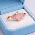 thumbnail image 5 of Hexagon & Baguette Cut Rose Quartz Engagement Ring, Half Bezel Set Five Gemstone Ring, Promise Ring, Handmade Jewelry, Pink Gemstone Ring,, 5 of 5