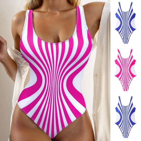 Bixock Swimsuit for Women,One-pieces Swimsuit for Women,Women's Swimsuit Color Striped Backless Double Strap One-pieces Swimsuit
