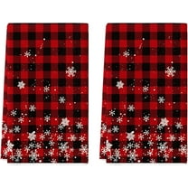 Red Buffalo Plaid Snowflakes Christmas Kitchen Towels Dish Towels, 16x24 Inch Farmhouse Holiday Winter Decoration Cleaning Set of 2