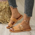 thumbnail image 2 of ShiShine Women's Adjustable Buckle Slide Sandals Flat Open Toe Comfortable Slip On Casual Daily Shoes, 2 of 9