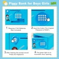 thumbnail image 3 of Alcancía para Niños, Caja de Ahorro de Dinero con Contraseña y Huella Dactilar, Cajero Automático Seguro para Monedas, Regalo de Cumpleaños, Color Azul, 3 of 6