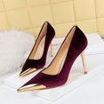 thumbnail image 3 of Zapatos de tacón alto finos de lujo ligeros de moda para banquetes para mujer, zapatos de gamuza con punta de metal, zapatos de mujer, zapato individual, zapatos de mujer, 3 of 5