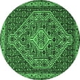 thumbnail image 1 of Ahgly Company Indoor Round Persian Emerald Green Traditional Area Rugs, 3' Round, 1 of 4