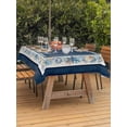 thumbnail image 2 of Outdoor Tablecloth with Umbrella Hole & Zipper, Navy Blue Coastal Rectangle Tablecloth 60x84 Inch, Vintage Summer Beach Coral Shell Starfish Patio Table Cover Waterproof Table Cloth for Picnic/Party, 2 of 7