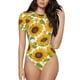 thumbnail image 1 of Balery Sunflowers Body de cuello redondo de manga corta para mujer Tops de manga corta Tops básicos-Large, 1 of 7