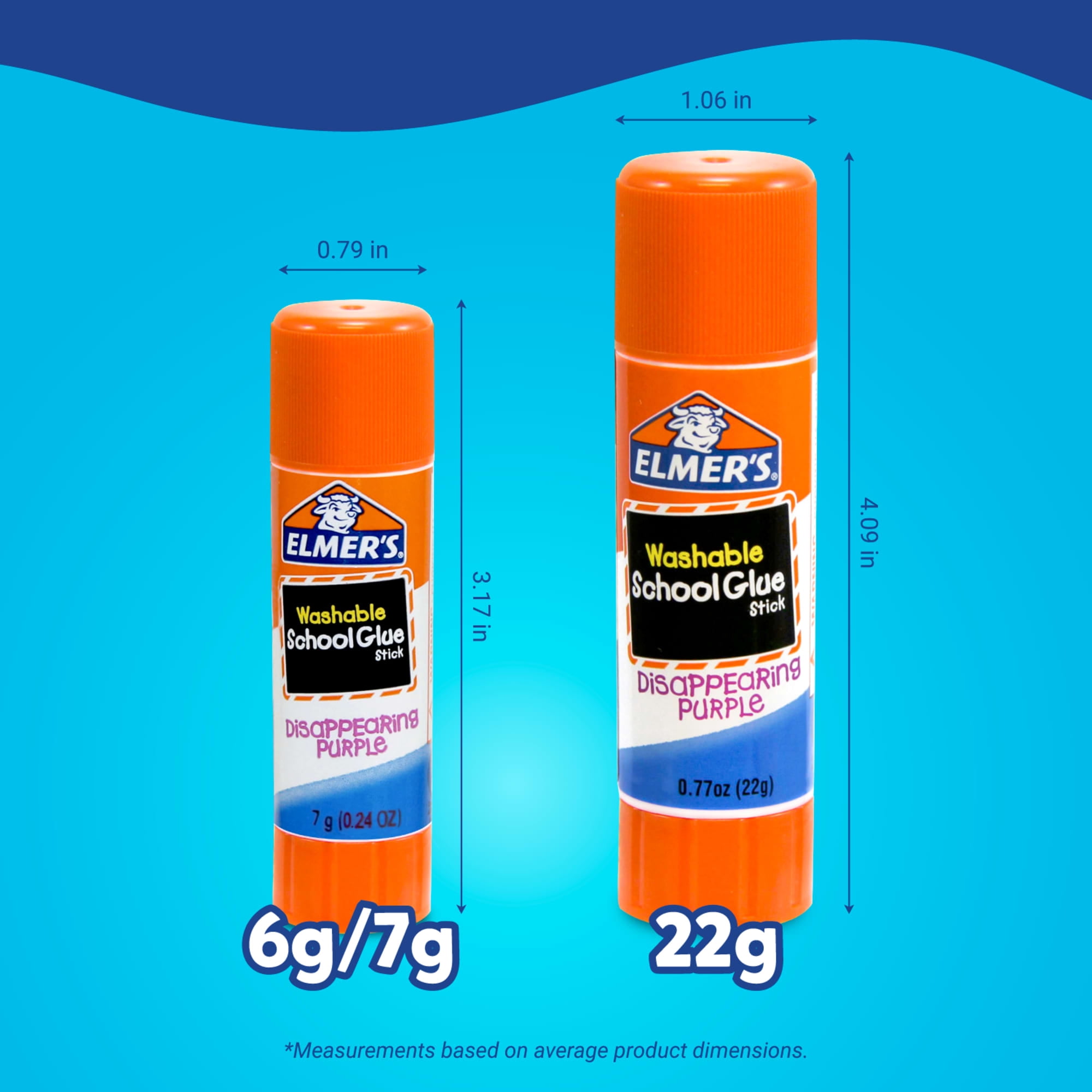 Elmer's Disappearing Purple School Glue Sticks, Washable, 7 Gram, 30 Count