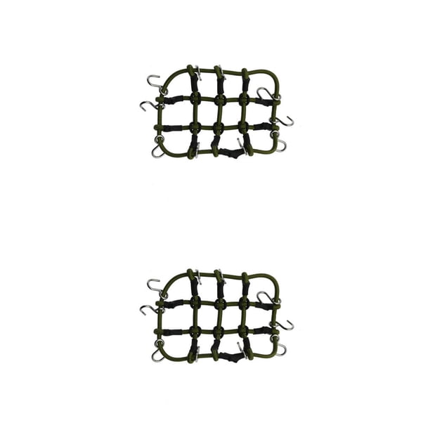 Vogacara Portaequipajes resistente al desgaste Bungee Red de equipaje Bolsillo de malla Fuerte resistencia a la tracción Simulación RC Crawler Car Verde militar 2piezas Vogacara CBP383281