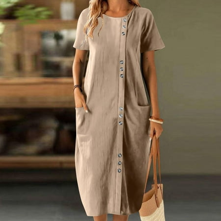 FDGIU Women s Floral T-Shirt Dress - Loose Mini Sundress with Pockets Ideal Beach Cover Up for Summer