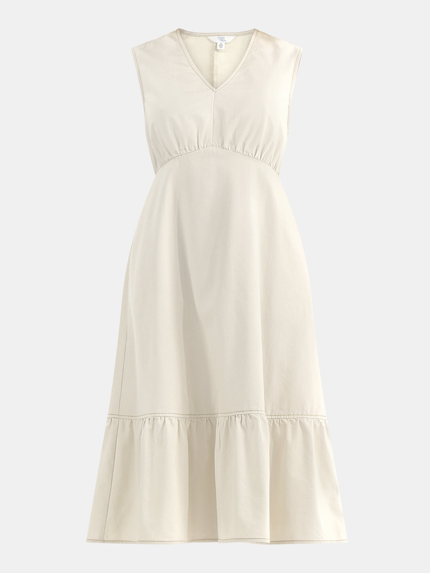 Time and Tru Women's Sleeveless Denim Dress with Ruffle Hem, XS-XXXL