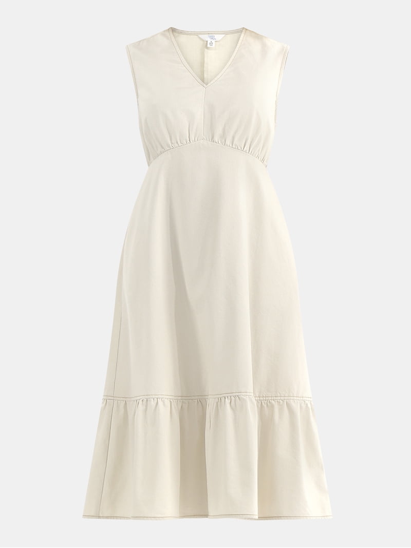 time and tru denim dress Time and Tru Women's Sleeveless Denim Dress with Ruffle Hem, Xs-xxxl, Beige