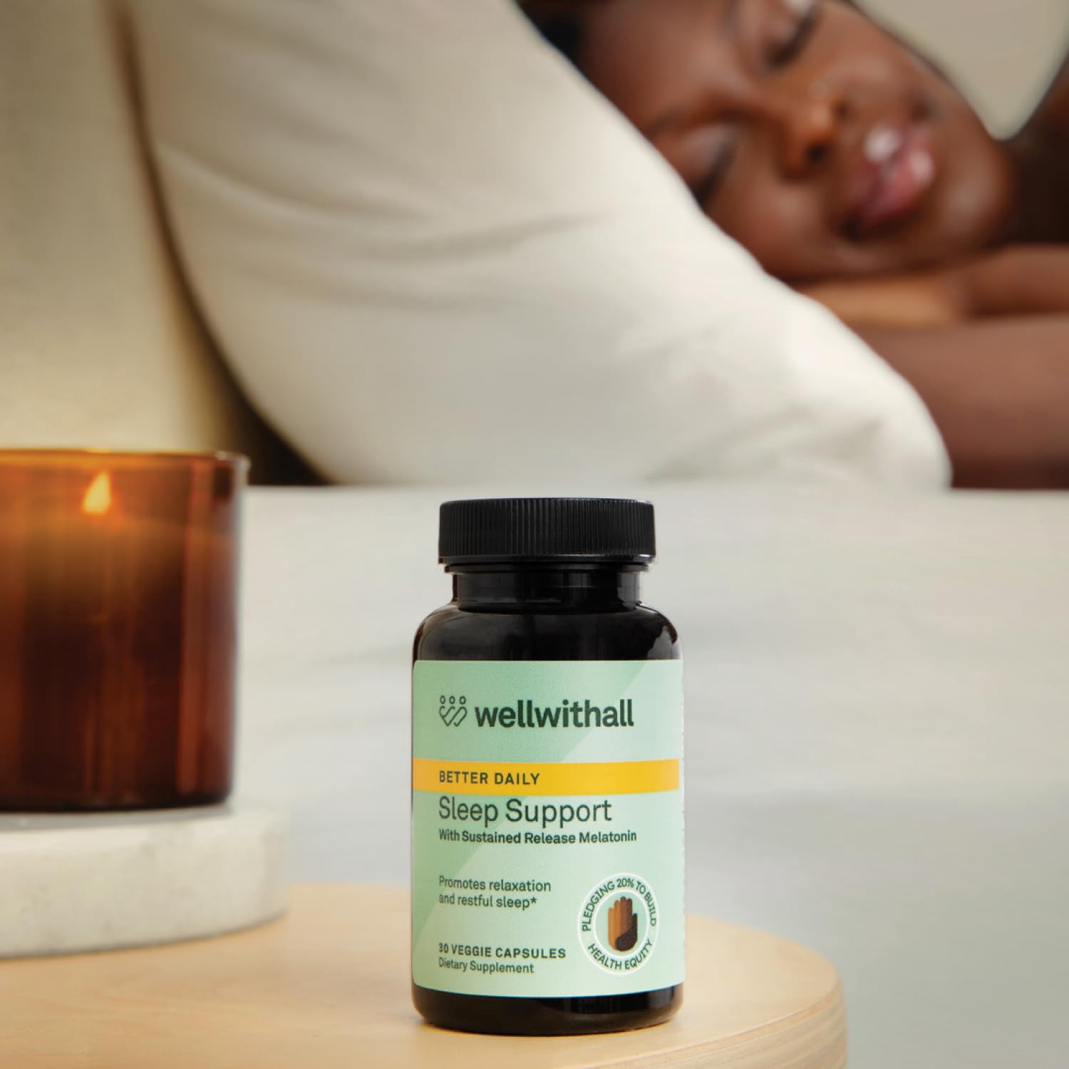 WellWithAll Sleep Support with Sustained-Release Melatonin, Ashwagandha & Theanine | 30 Capsules