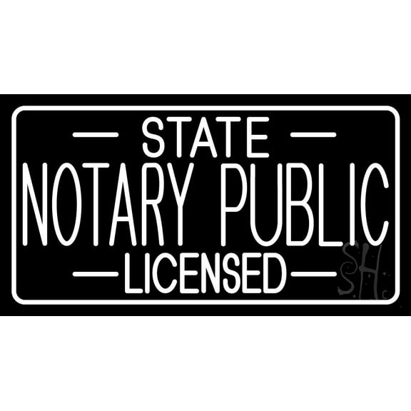 State Notary Public Licensed LED Neon Sign 20 x 37 - inches, Black Square Cut Acrylic Backing, with Dimmer - Bright and Premium built indoor LED Neon Sign for Defence Force.