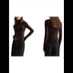 thumbnail image 3 of Top de Larga Ajustado de de Color Liso con Cuello Alto para Mujer, Camisa Transparente. Marrón Oscuro M, 3 of 7