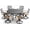 7 Piece (6 Swivel Chairs + 53" Round Table), variant on SOLAURA 41" Round Outdoor Patio Table with 1.57" Umbrella Hole, Metal Outdoor Patio Dining Table for Backyards, Porches, Gardens or Poolside, Black