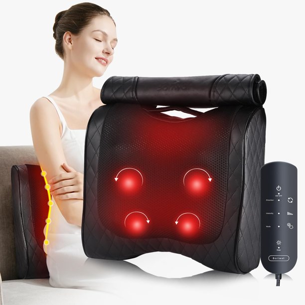 Boriwat Back Massager With Heat Electric Massagers For Neck And Back 3d Kneading Massage