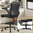 thumbnail image 5 of JONPONY 500 lbs Tall Office Chair with Flip-up Armrests for Standing Desk Executive Ergonomic Computer Leather Desk Chair with Lumbar Support, Adjustable Foot Ring for Home,Black, 5 of 12