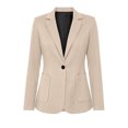 thumbnail image 4 of Mittory Women Faux Suede Blazer Jacket, Lapel Collar Single Button Long Sleeve Pockets Casual Work Suit Coat, 4 of 8