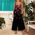 thumbnail image 3 of Fgvctg Valentine's Day Overalls for Women Wide Leg Pant Date Night Spaghetti Straps Romantic Love Heart Print Jumpsuits Sleeveless Bib Overalls Sprimg Romper Clothing With Pockets Wine L, 3 of 6
