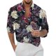 thumbnail image 1 of Playeras Y Camisas Para Hombre Casual Hombres Solapa suelta Estampado geométrico Manga larga Puños Botón Puerto Estilo Floral Camisa Playa Hawaiianss Verano Top (Purple, 3XL), 1 of 3