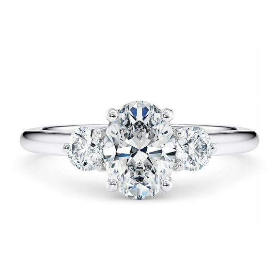 1 Ct Oval Cut Moissanite Diamond Engagement Ring with Three Stone for Women – 925 Sterling Silver