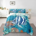 thumbnail image 2 of Fish Comforter Set Blue Ocean Twin Bedding Sets ,Coastal Quilt Nautical Sea Animal Duvet Insert Tropical Hawaii Beach Decor, 2 of 5