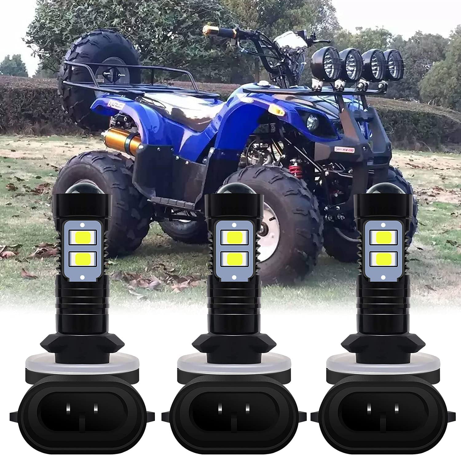 SecosAutoparts 3Pcs Upgrated LED Headlight Bulbs 270W 6000K 3600LM White Color Compatible with Polaris Sportsman 500 550 570 600 700 800 850 XP Replace 88118smd fog lights 3PCS 