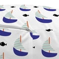 thumbnail image 3 of Sailboat Pouf Cover with Zipper, Minimalist Curvy Design of Sailboats and Black Molly Fishes, Soft Decorative Fabric Unstuffed Case, 30" W X 17.3" L, Violet Blue Pale Blue, by Ambesonne, 3 of 5
