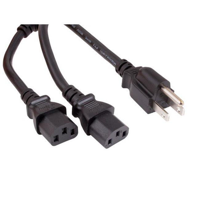 6 ft. 16 AWG Universal Power Cord Splitter Cable Black, NEMA 515P to