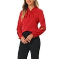 thumbnail image 4 of INSPIRE CHIC Women's Elegant Bow Tie Neck Blouse Long Sleeve Work Chiffon Shirt XL Red, 4 of 6