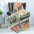 thumbnail image 4 of Retro Soft Flannel Fleece Blanket, Summer Holiday Vintage Camping Beach Sign Boards in Old Style Faint Colors Art Print, Cozy Plush for Indoor and Outdoor Use, 70" x 90", Multicolor, by Ambesonne, 4 of 5