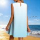 thumbnail image 3 of Vestido Corto para Mujeres Verano Moda Casual Impreso Lado Plisado Cuello Redondo sin Mangas, 3 of 7
