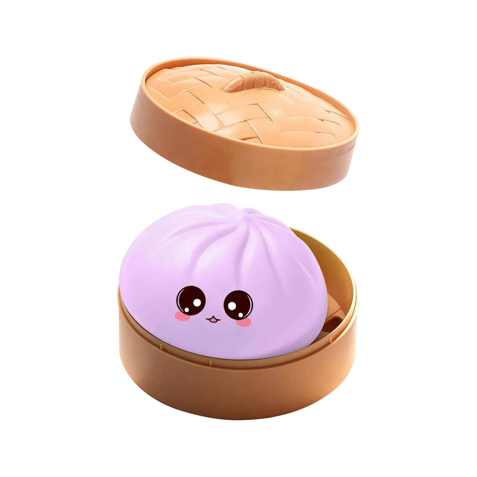 Cute Squishy Dumpling Large with Steamer, Squishy Dumpling Doll with Cute Expressions, Silicone Bun Sensory Fidget Dolls, Hand Pinching Decompression Dolls