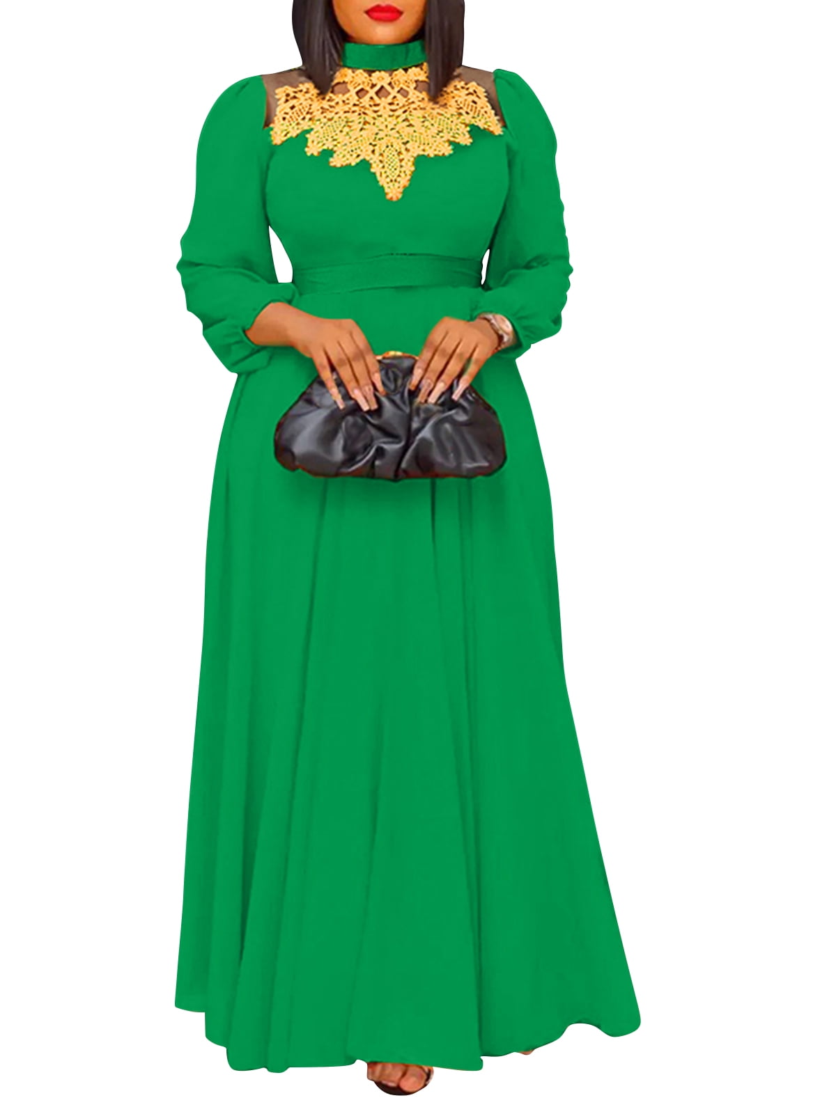 VONDA Women Full Sleeved Loose Casual Maxi Dress Baggy Floral Dresses