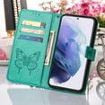 thumbnail image 6 of Nalacover for Samsung Galaxy S23 Wallet Case, Rhinestone Butterfly& Flower Pattern Cover with Card Slots Holder Kickstand, Wrist Strap Handbag PU Leather Magnetic Clasp Shockproof Case, Green, 6 of 11