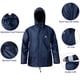 thumbnail image 2 of Trajes de lluvia para hombres y mujeres, impermeable, resistente, impermeable, pesca, equipo de lluvia, chaqueta y pantalones, capucha oculta (azul marino, XXL), 2 of 5