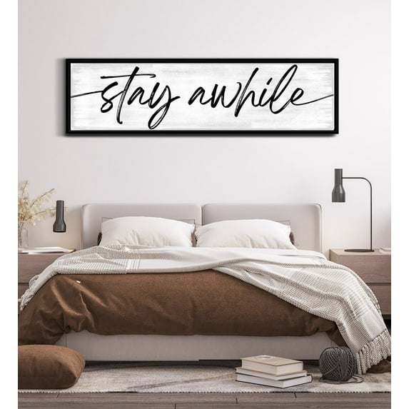 Stay Awhile Sign Poster Wall Decor Love Quote Canvas Art Prints Painting Picture Artwork Home Decoration for Living Room Bedroom Farmhouse No Frame