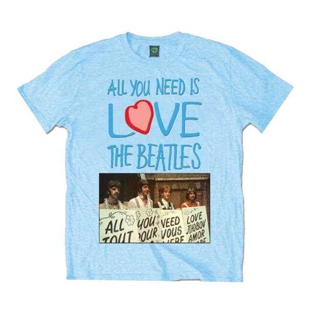 The Beatles - Camiseta All You Need Is Love Carta(s) de Juego para Adultos Unisex (Azul Claro)