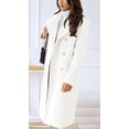 thumbnail image 4 of sicmoss Women's White Double Breasted Wool Overcoat, Lapel Long Winter with Pockets, 4 of 7