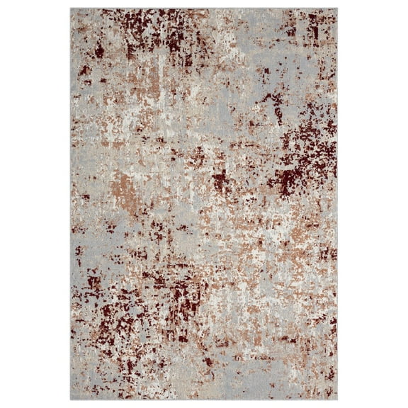 LR Home Lanham Durable Performance Area Rug Indoor in Red/Gray, 5' x 7'