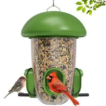 LONA Outdoor Bird Feeder,  3-Compartment & 3-Port Weather-Resistant Tube Feeder with Multiple Hanging Methods, Green