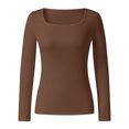 thumbnail image 3 of Women's T-Shirts Stylish Solid Color Casual Fashion Sexy Square T Shirt for Everyday Wear and, 3 of 6