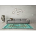 thumbnail image 3 of Ahgly Company Machine Washable Indoor Rectangle Medallion Turquoise Blue Traditional Area Rugs, 2' x 3', 3 of 4