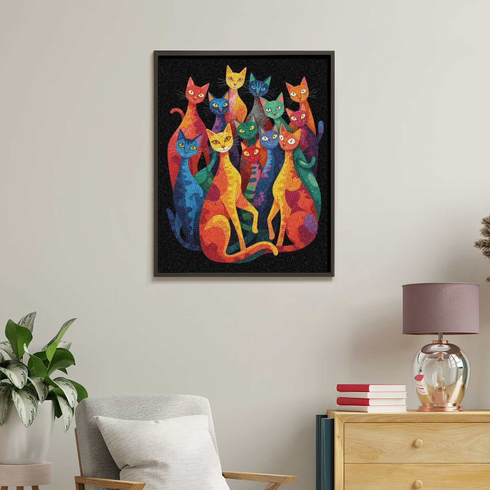 Paint By Numbers Kit for Adults Beginner - DIY Colorful Abstract Cat Ensemble Canvas Painting Kits for Adults, Frameless Paint By Number for Adults for Home Wall Decor 16x20 Inch