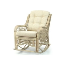Malibu Rocking Handmade Lounge Chair ECO Natural Wicker Rattan, White Wash Color, Cream Cushions